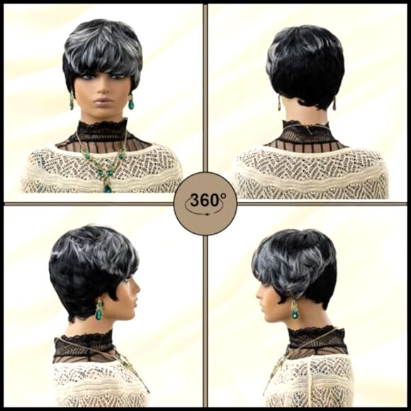 Synthetic Pixie Bob Wig Glueless Heat Resistant Curly With Bangs Trendy main image 4